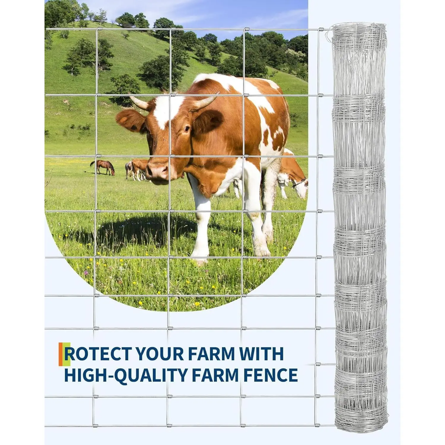 Heavy Duty Galvanized Livestock Fence -12 Gauge - Durable Zinc-Coated Wire Mesh for Farm and Ranch Animal Protection - Strong Barrier