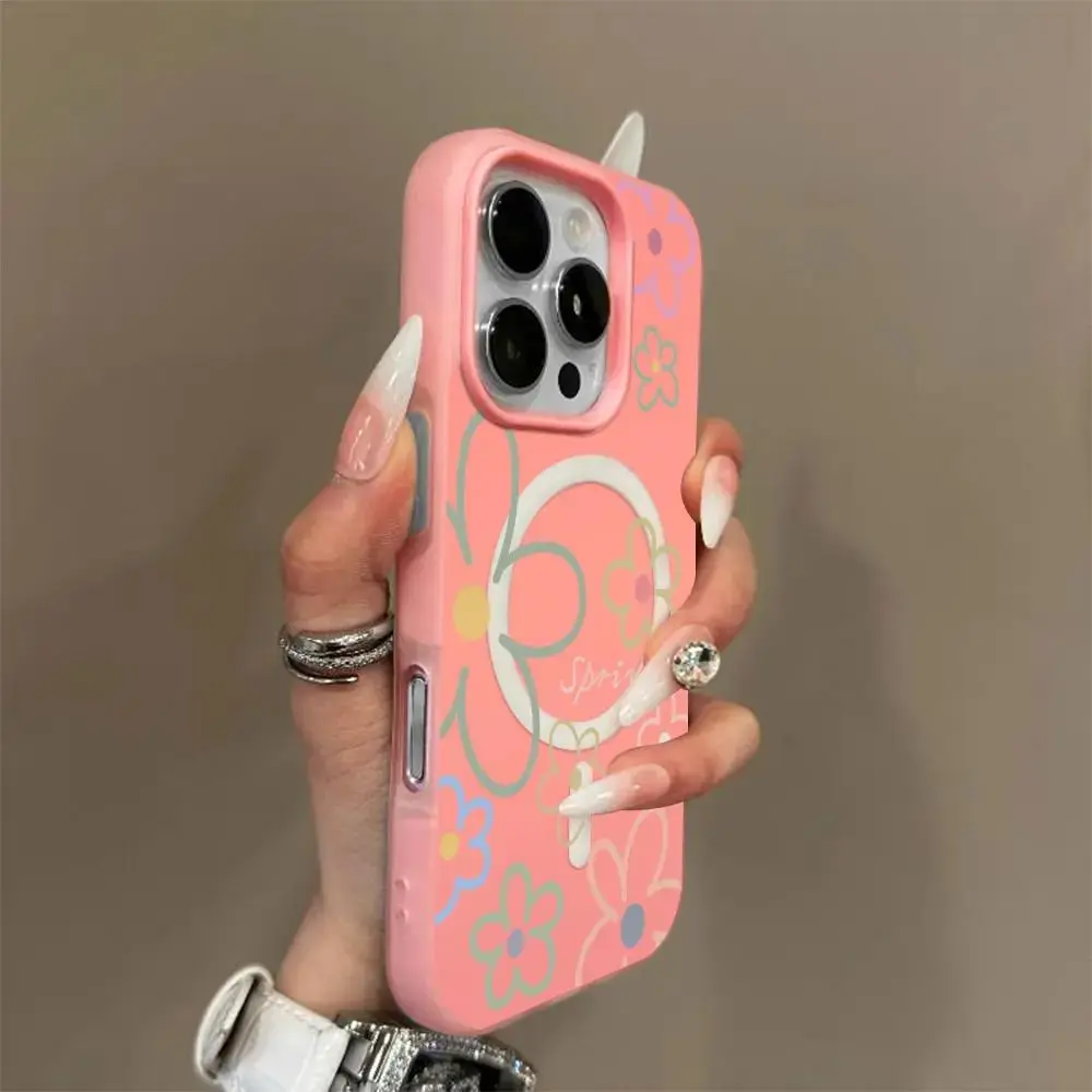 Jelly 2-in-1 floral magnetic phone case, military grade anti drop, supports Magsafe phone case, suitable for iPhone 17 Air 16 Pro Max 15 14 Plus 13 12 11 Samsung Galaxy S26 Ultra S25 Ultra S24 S23 S22 phone case. A190