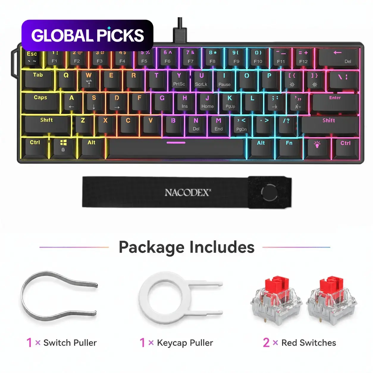 AJAZZ NK61 Wired 60% Mechanical Gaming Keyboard, 61-Key Red Switch Compact Keyboard, Gaming Pc Accessories, Plug-and-Play for Gaming and Office Use, Mechanical Game Keyboard #GLOBAL PICKS