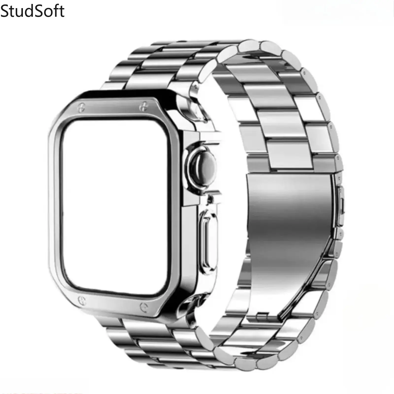 2026 Hot Case Band Set Compatible with Apple Watch Series 11 10 9 8 Ultra 2 Electroplated TPU Protective Cover Stainless Steel Buckle with Tool,back to school,back to school haul