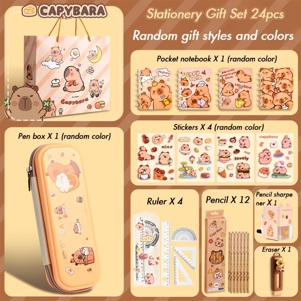 Capybara Themed Cute Stationery Gift Set with Notebook, Fountain Pen, and Accessories, Perfect for Students and Animal Lovers, School Supplies