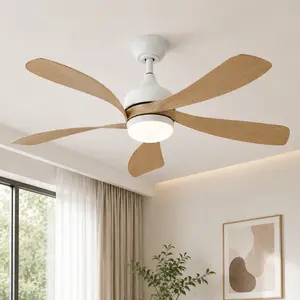 ARCH 52-Inch Modern LED Ceiling Fan with Remote Control, 3-Color Dimmable Light, 5 ABS Blades, Reversible DC Motor, White Finish for Bedroom, Living Room, Indoor Use, 14 Inches Overall Height, 29.92 L X 11.42 W X 14.76 H Inches