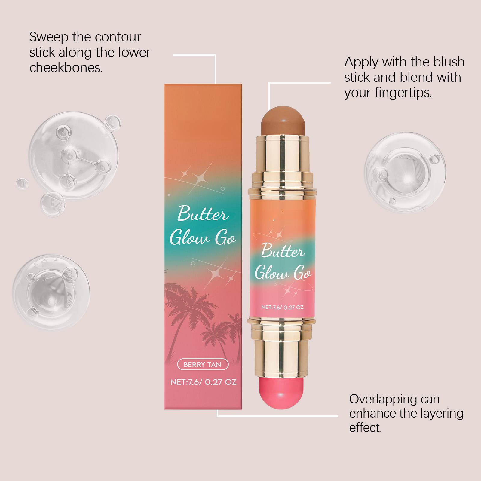 Multi-Purpose Contouring Stick, Double Head Stereoscopic Contouring Blush Stick Soft Mist For Portable Touch Up