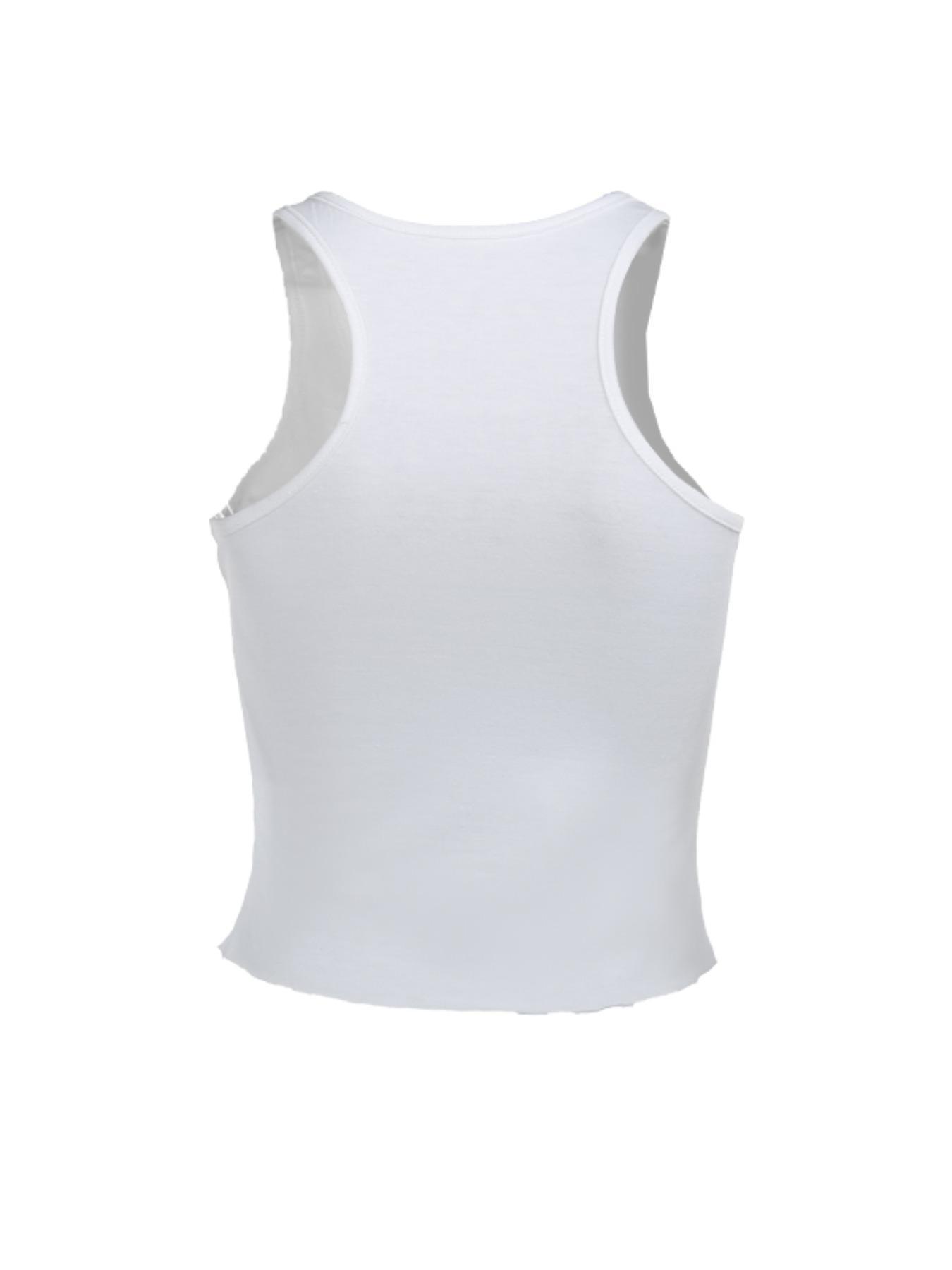 Women's Letter Print Round Neck Knitted Tank Top, Casual Streetwear Sleeveless Cropped Top for Summer, Ladies Teen Girls Clothes for Daily Wear