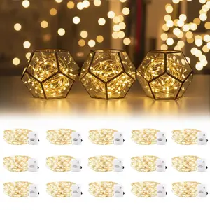 15 Pack Fairy Lights Battery Operated, 7Ft 20 LED Waterproof String Lights Wire Firefly Starry Moon Light for DIY Mason Jars Party Centerpiece Table Valentine's Day Decorations Tree Ornamentfidget toys