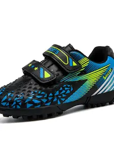 Soccer Shoes with Magic Strap, Rubber Sole, Training Football Boots, Outdoor Sports, Suitable for Artificial Grass, Under 12 Years, Unisex