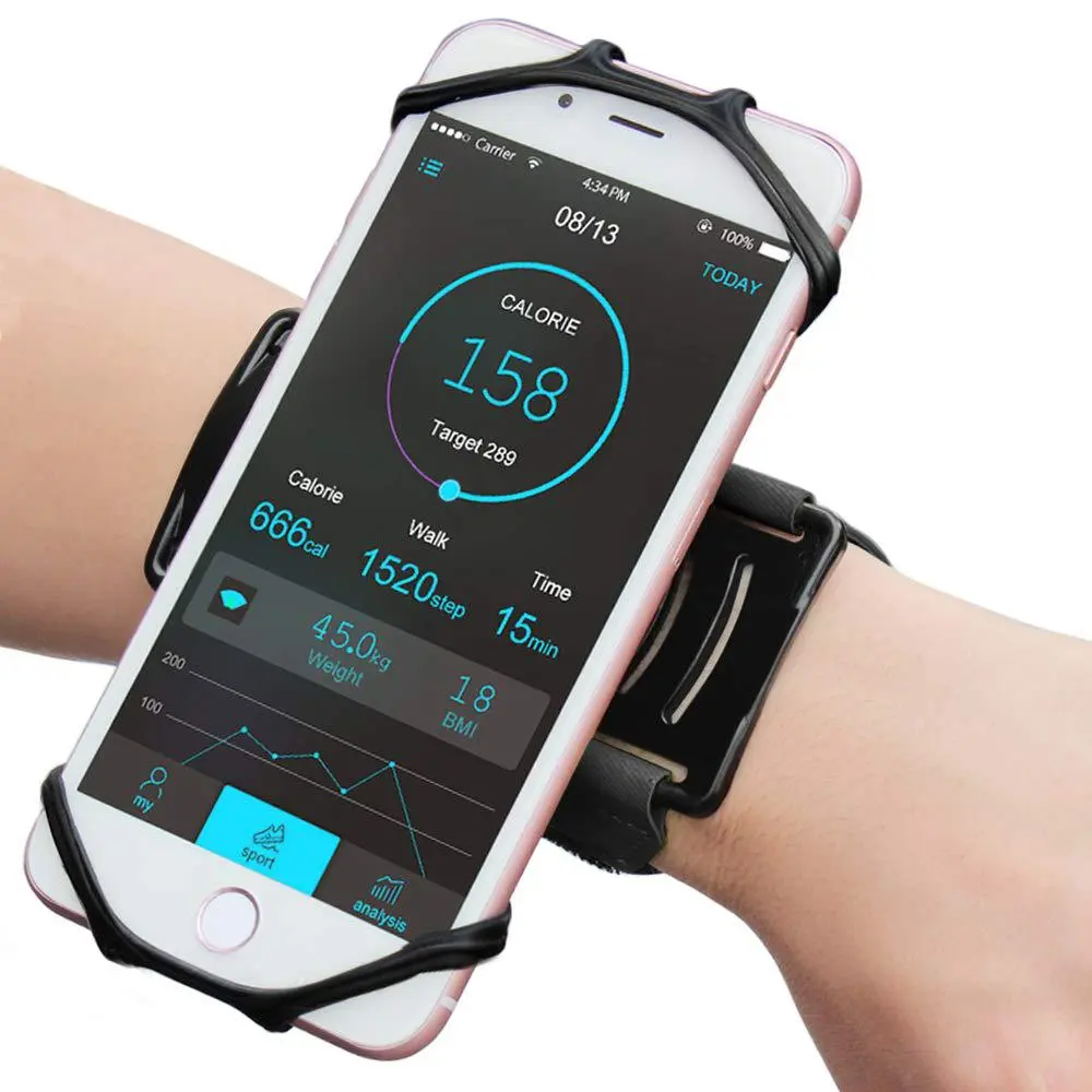360° Rotating Sports Armband Phone Holder, Hands Free Wrist Mount for Running, Fitness & Delivery Work