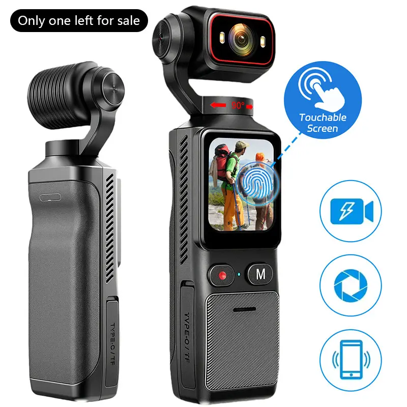 Ultra 4K HD Pocket Camcorder Action Camera, Touch Control, with 180° Rotating Head,6-Axis EIS Stabilization,USB Charging,Wide Angle,for Outdoor Sport, Bike, Travel, Police Law Enforcement