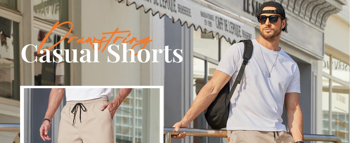 Good osierds Men's Casual Chino Shorts 9" Inseam Cotton Drawstring Summer Beach Shorts Comfy Elastic Waist Daily Loungewear Essential with Pockets Good osierds Men's Casual Chino Shorts 9" Inseam Cotton Drawstring Summer Beach Shorts Comfy Elastic Waist Daily Loungewear Essential with Pockets