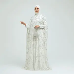 Luxury Crystal Embellished Cape Abaya Set with Inner Dress (MA390)