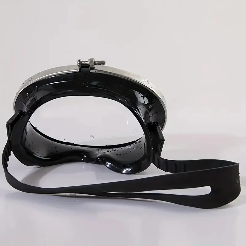 Retro Round Single Lens Diving Masks, Leak-Proof Tempered Glass Snorkeling Gear with Anti-Fog Coating for Underwater Exploration, Adjustable Wide Head Strap, Uv Protection campingessentials