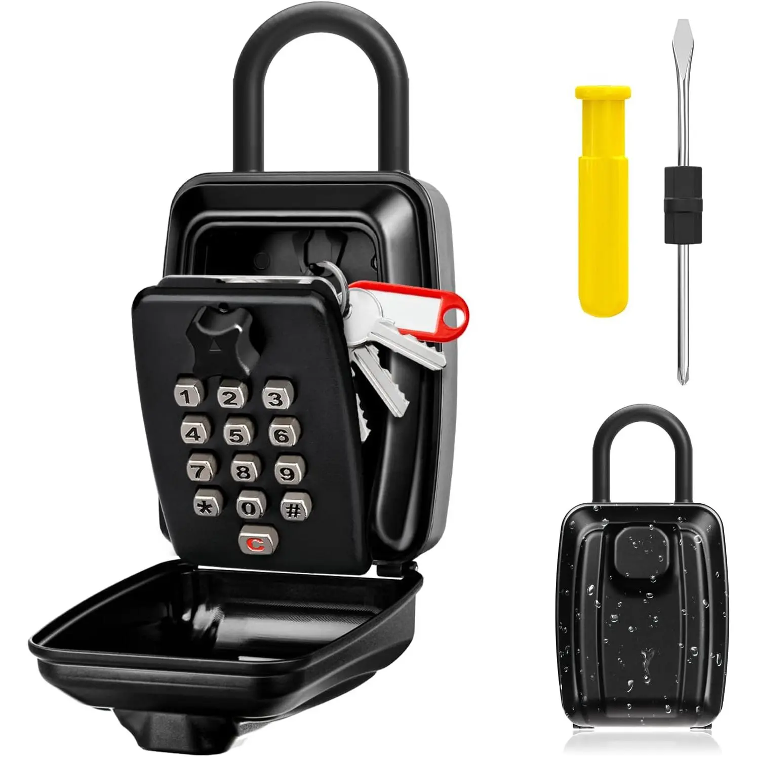 Key Lock Box for Outside, Sturdy   Lock Box for House Key, 12-Digit Combination Resettable Large Capacity  Lockbox for , Garage, Office, Warehouse
