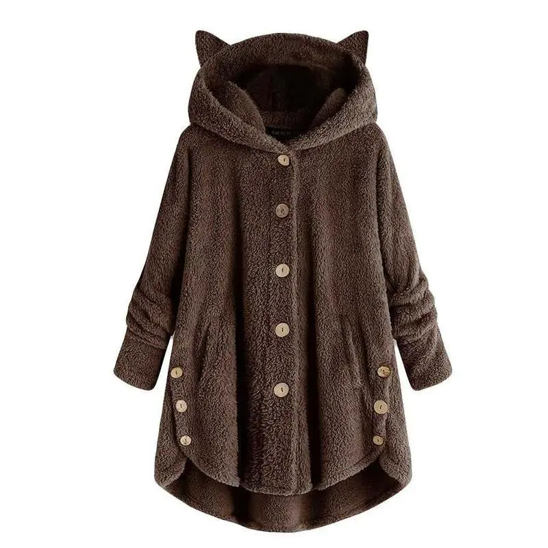 Ladies Pullover Hoodie, Fluffy Fleece Hoodie Blanket, Plush Hooded Top XL, Cat Ear Lounge WearCan be used with raincoat