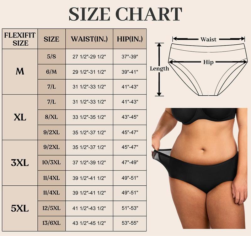 HSIA FlexiFit Soft Stretch Seamless Breathable Comfort No Show Women's Briefs Basic Casual Underwear 3 pack/5 pack Panties Womenswear