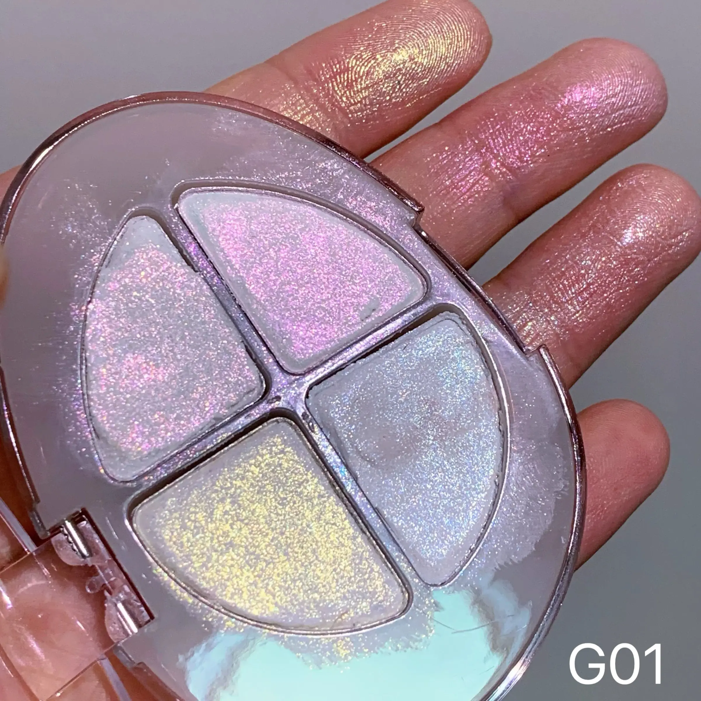 Mini Four Color Eyeshadow Palette Chameleon Fine Glitter Pearl Long-Lasting Sparkle Radiant Highlighter Fine Glitter Eye Shadow Palette Glitter Eyeshadows