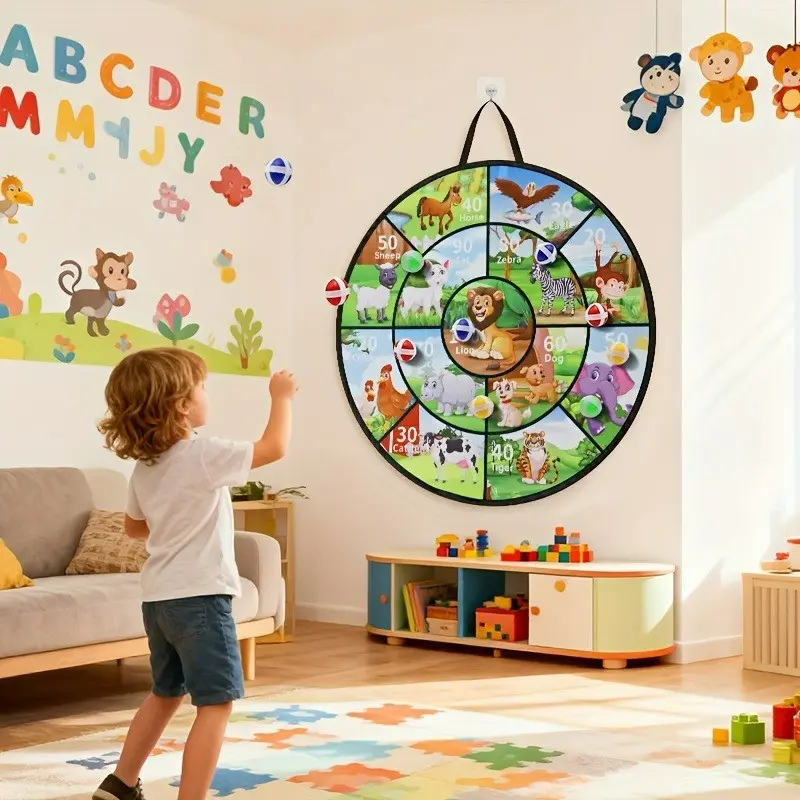 Large Dart Board Set with 12 Sticky Darts, Dual-Sided Indoor Outdoor Party Game Toy, Perfect Summer Gift or Holiday Present