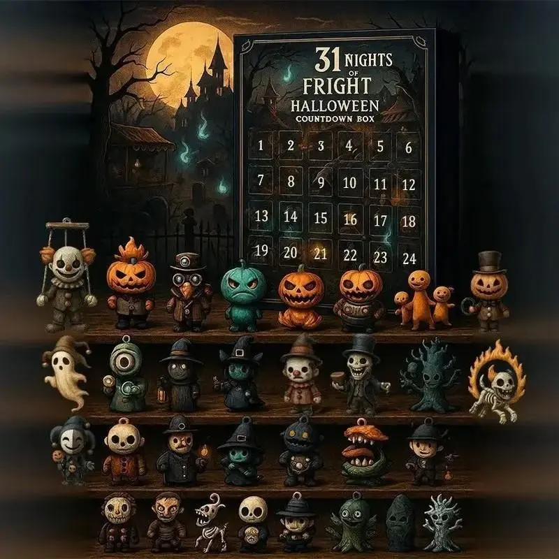 31 Nights of Fright Halloween Horror Night Spooky Figures, Party Decorations, Small Gifts, Perfect for Halloween Celebrations