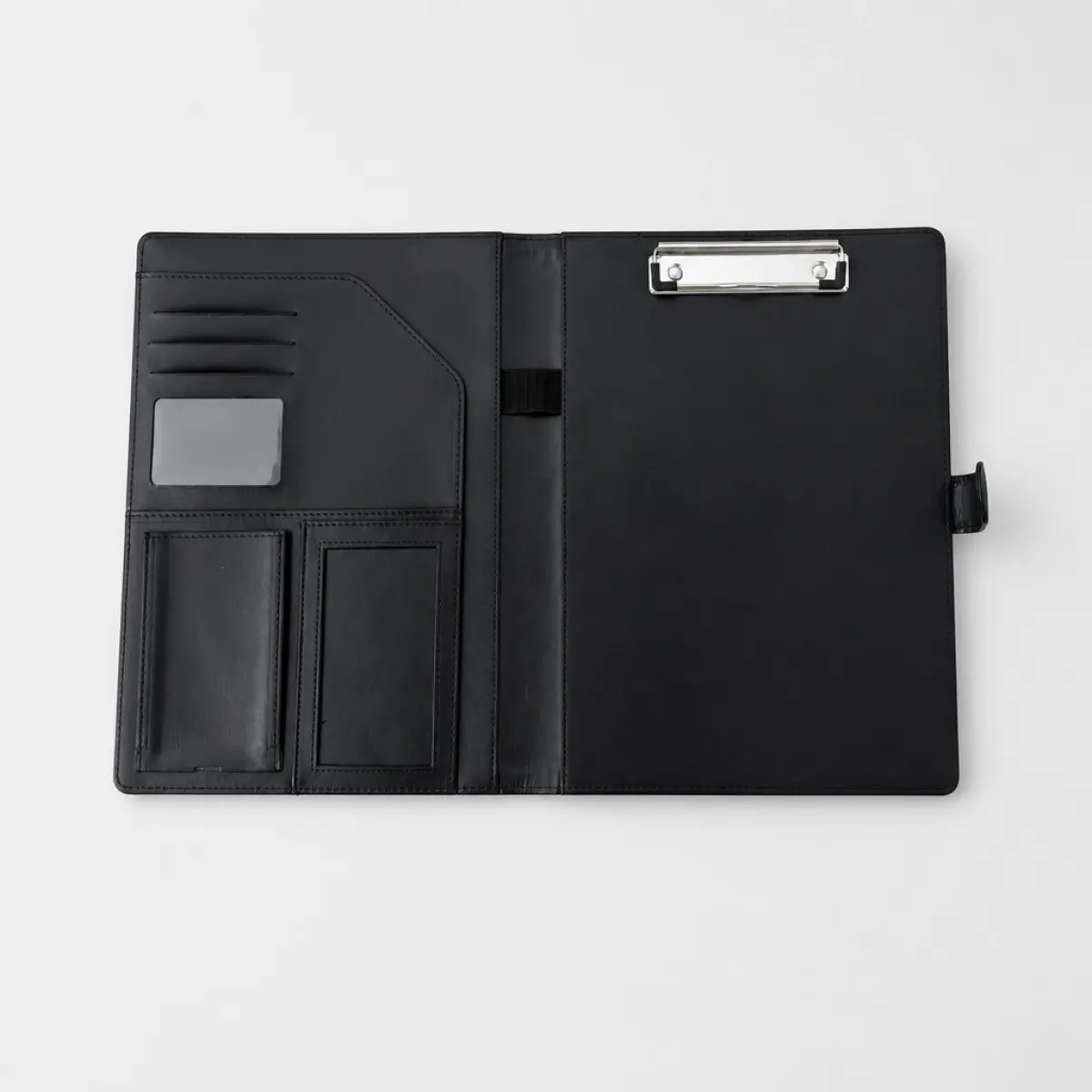 A4 PU Leather Portfolio Folder with Metal Clipboard, Multi-Functional Business Organizer, Document Holder, Office Supplies