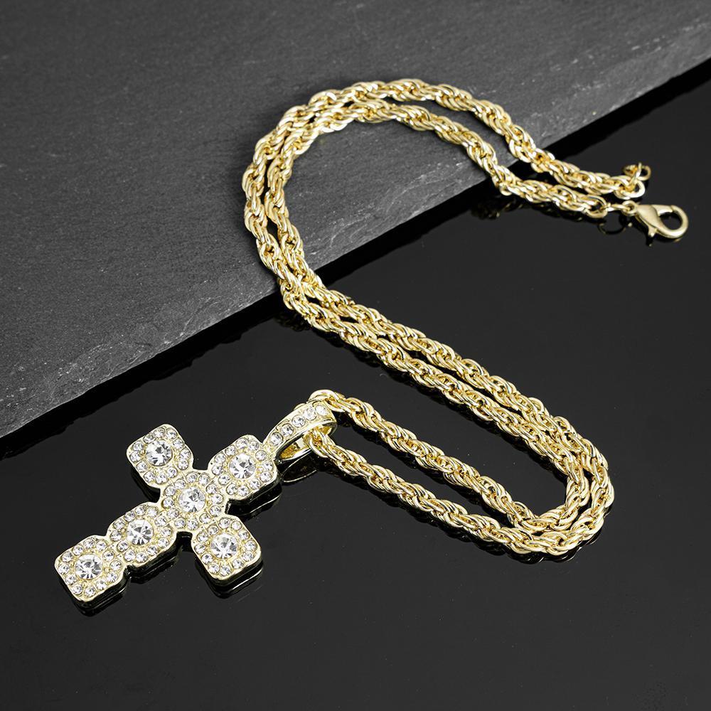 Iced Out Cross Necklace with 4mm Tennis Chain for Men Women, Bling Rhinestone Pendant Necklace, Hip Hop Streetwear Jewelry, Aesthetic Sparkling Chain for Party, Outfit, Gift