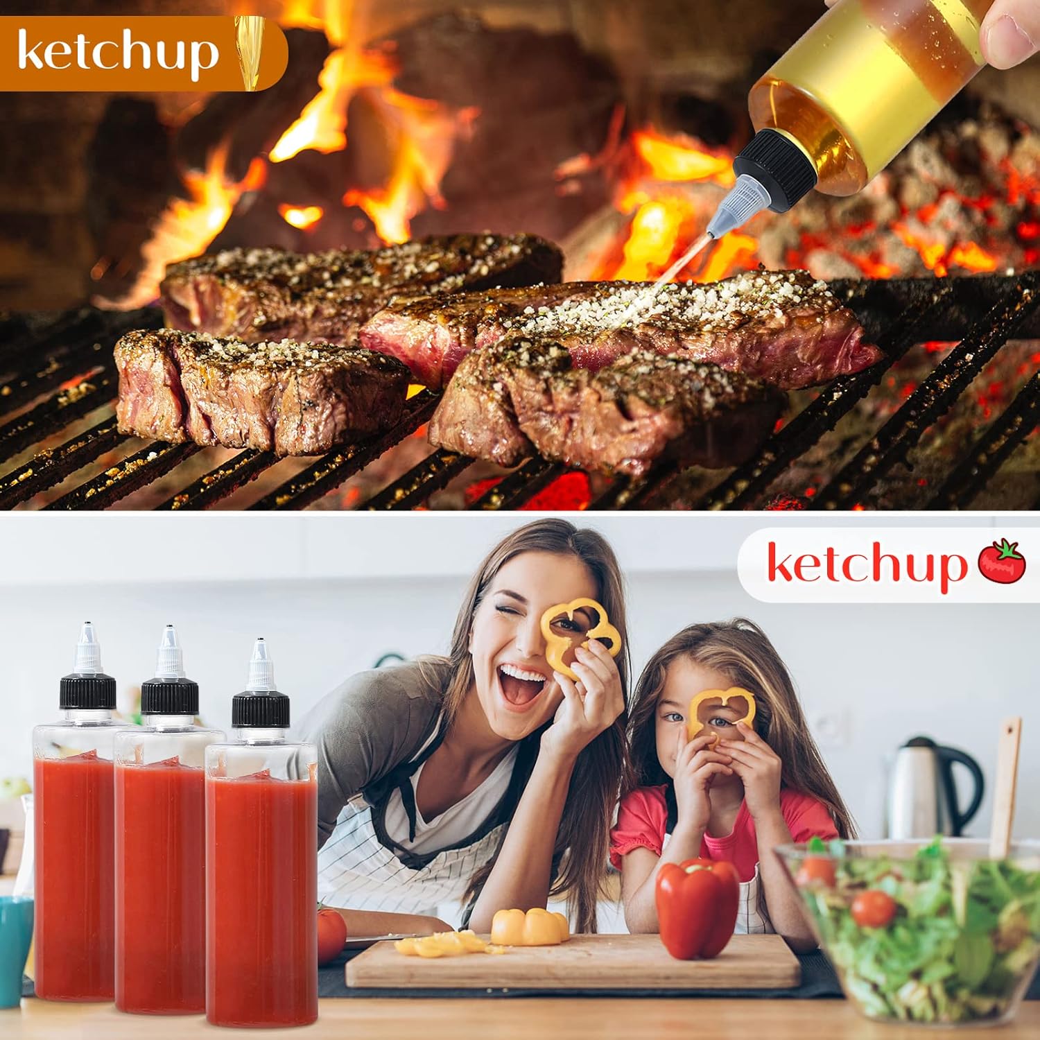 BASIC SUPPLY 22Pack 8oz Plastic Squeezing Bottles, Clear Oil Dispenser Dropper Bottle Applicator with Twist Top Cap and Leak-Proof Inner Gasket for Crafts, Art, Glue,  and More (8 OZ)