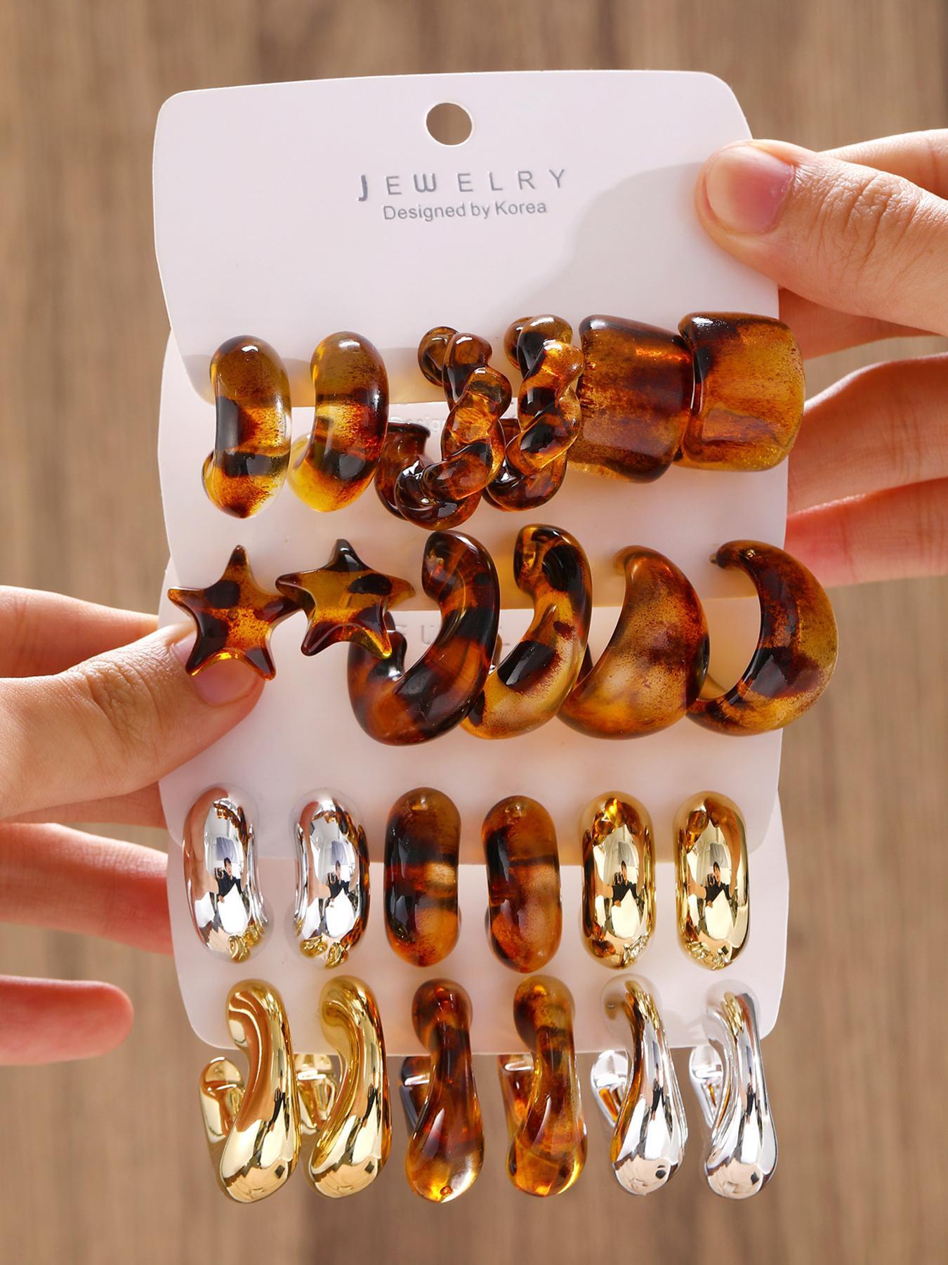 Boho Style Leopard Pattern Earrings Set, Fashion Jewelry for Party, Daily Clothing Decor, Trendy All-match & Exquisite Jewelry for Birthday Gift