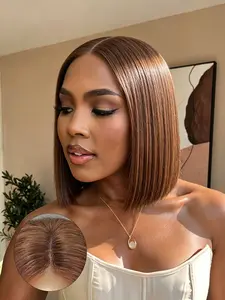 Human Hair Double Drawn Bob Wigs 4*4 Lace Closure Wig, Natural Looking Part Transparent Lace Hairline, Short Straight Full and Soft Easy to Wear Beginner Friendly