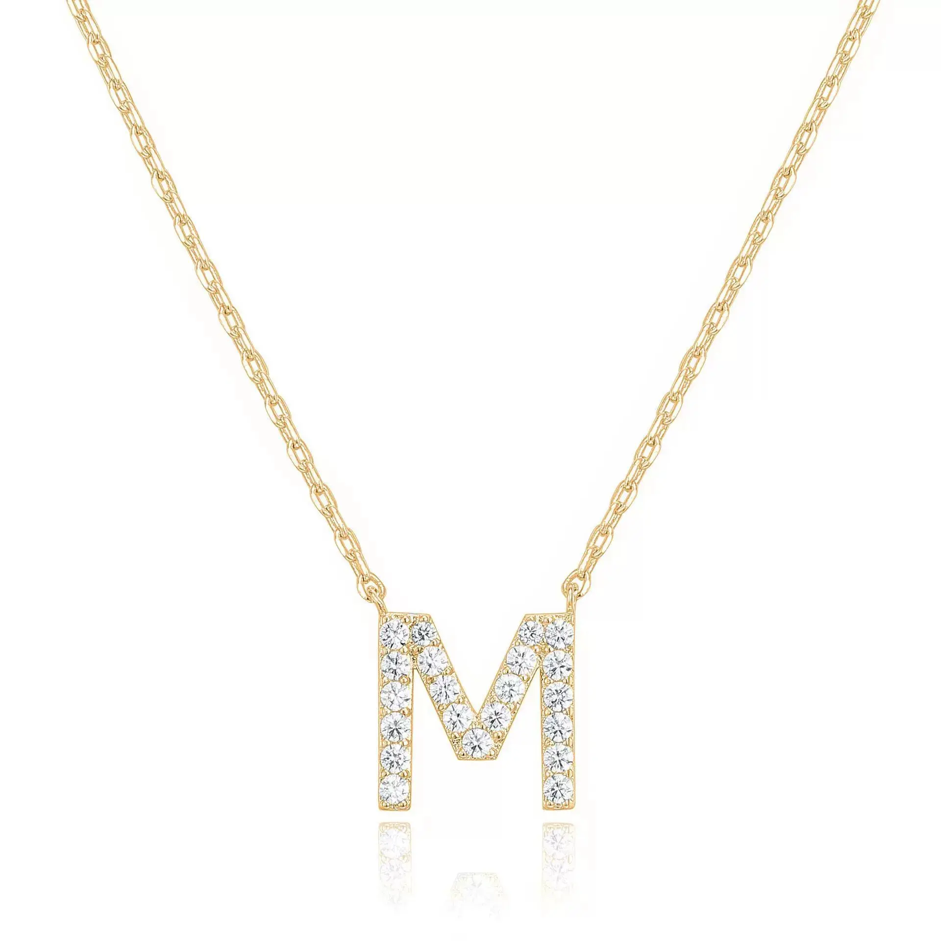 14K Gold Plated Cubic Zirconia Initial Pendant Necklace Personalized Cubic Zirconia Dainty Letter A-Z Pendant Adjustable Chain Versatile Daily Wear & Party Jewelry Holiday Gift