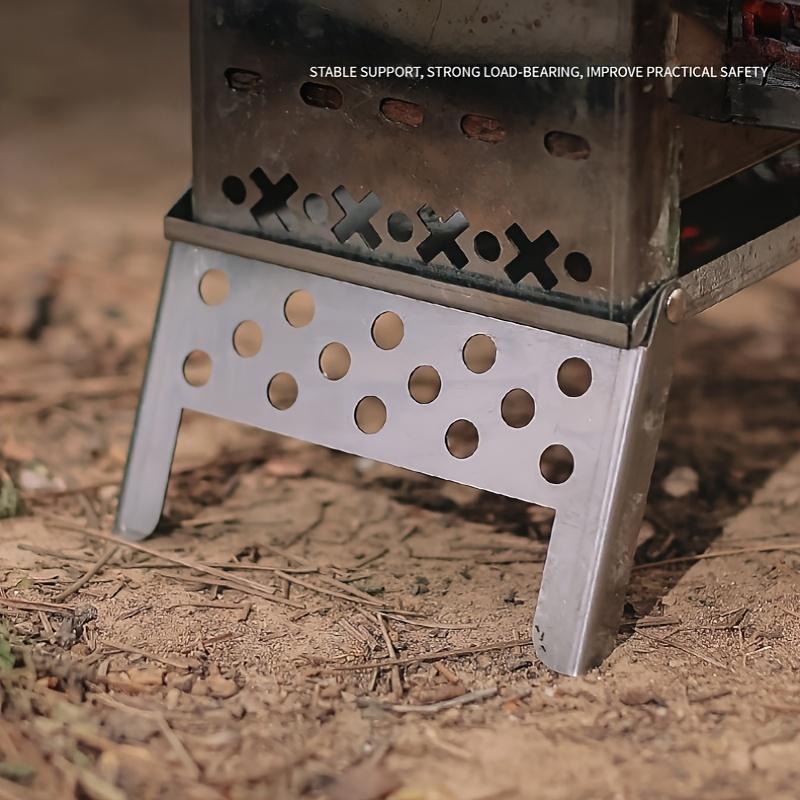Outdoor Stainless Steel Card Grill, Camping Mini Detachable Portable Wood Stove, Picnic Charcoal Card Stove