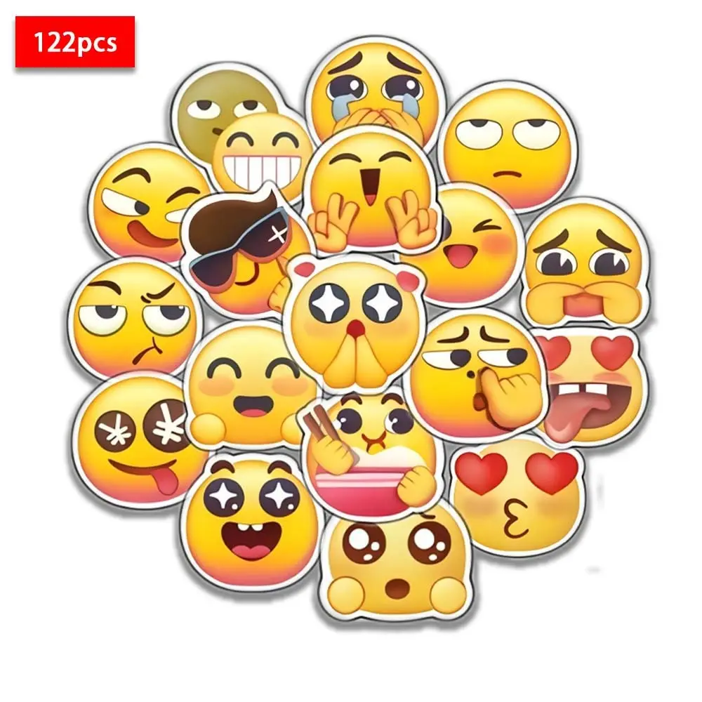 122 Pieces Minion Emoji Sticker Set, Waterproof Car Cup Luggage Phone Laptop Stickers, Fun Decorative Adhesives for Daily Use, Funny Car Stickers