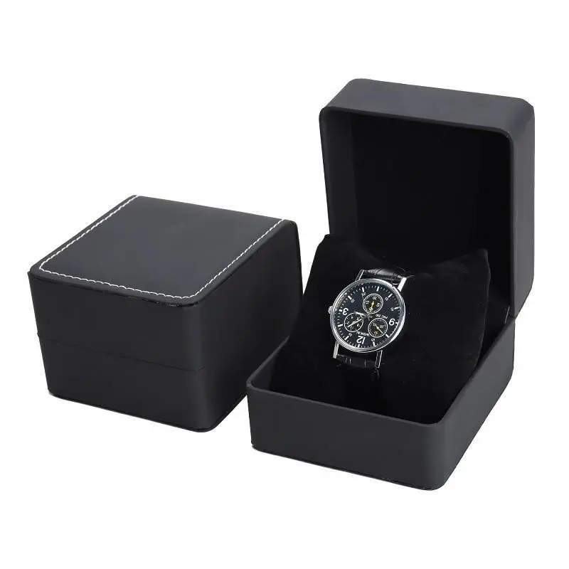 Luxury PU Leather Watch Box with Velvet Pad, Portable Single Watch Display Case, Travel Watch Storage, Gift Box for Men and Women