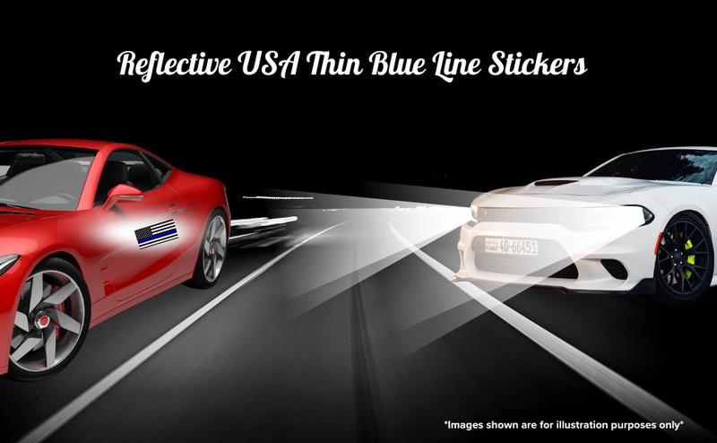 3 Pack Thin Blue Line Vinyl Decals – 5x3 Reflective American Flag Stickers for Cars, Trucks, SUVs, Laptops, Bumpers – USA Black Police Support Window Emblems