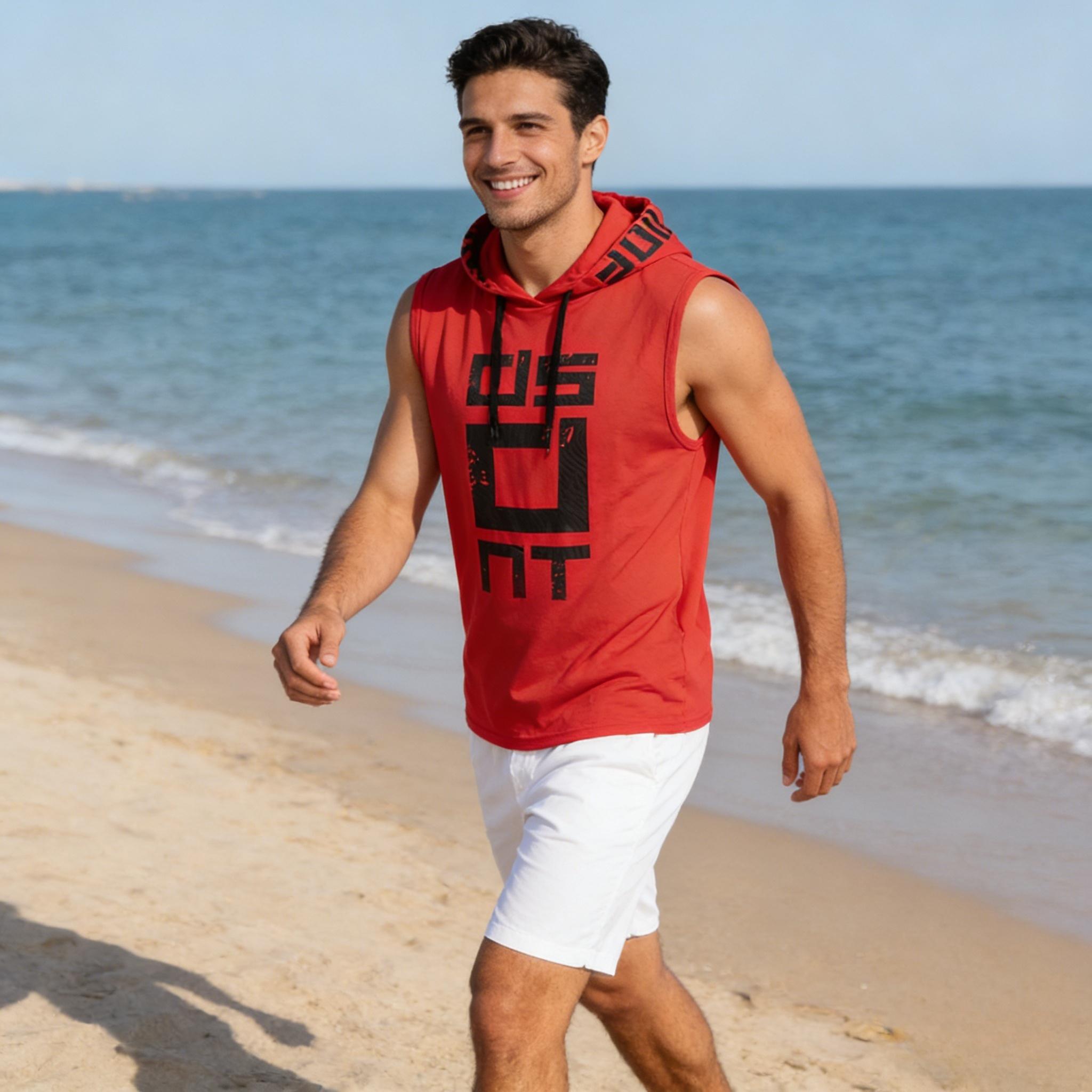 Men's Sleeveless Hooded Gym Tank Top Quick Dry Muscle Fit Fitness Hoodie for Workout & Casual Wear