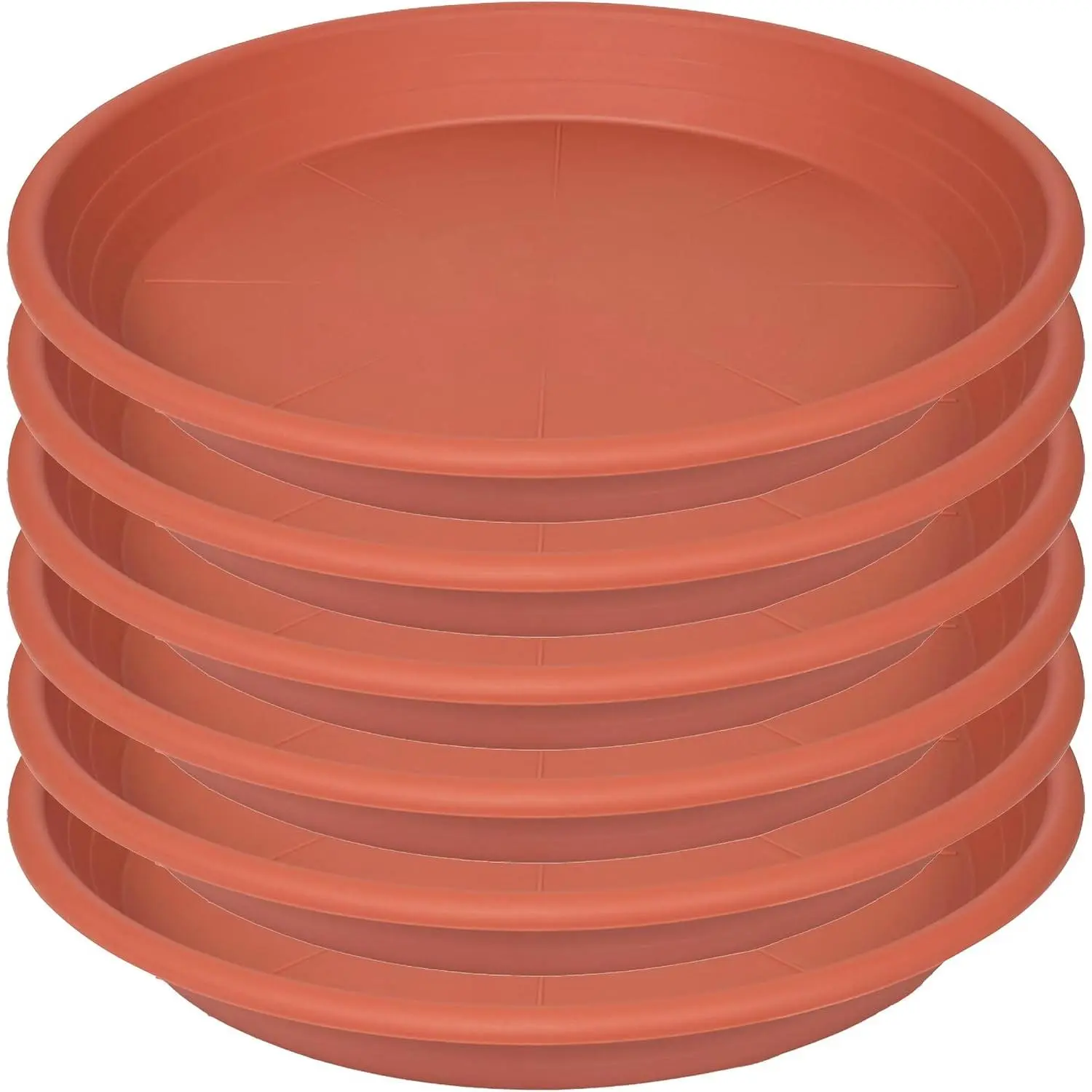 6 Pack of   4 inch, 5 inch Plastic  Drip Trays, Heavy Duty  Trays for Indoors no Holes,  Water Tray for Planters (Terracotta)