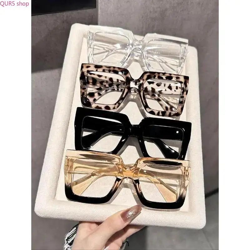 Unisex 4-Pack Leopard Print Eyeglasses - Preppy Look, Durable Polycarbonate Frames, Year-Round Trendy Fashion Accessory for Everyday Wear (Sports & Outdoor Style Complement), High Durability