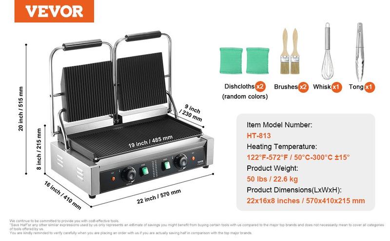 Spring new arrivals Commercial Panini Press Grill Electric Sandwich Maker Griddle Plate 19"x9"