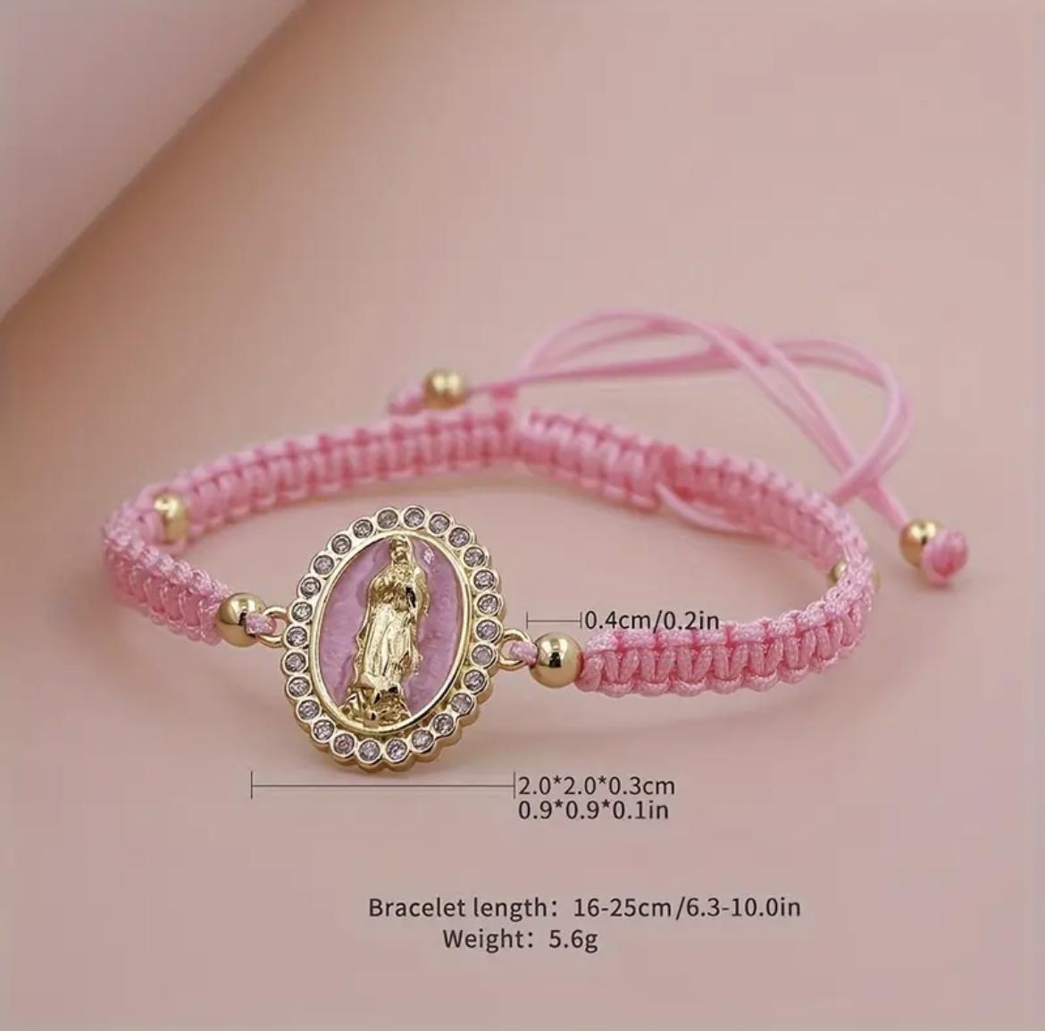 Adjustable Virgencita Chram Bracelets for Couple, Family Friendship Bracelets, Best Friend Gift for New Year Valentine's Day