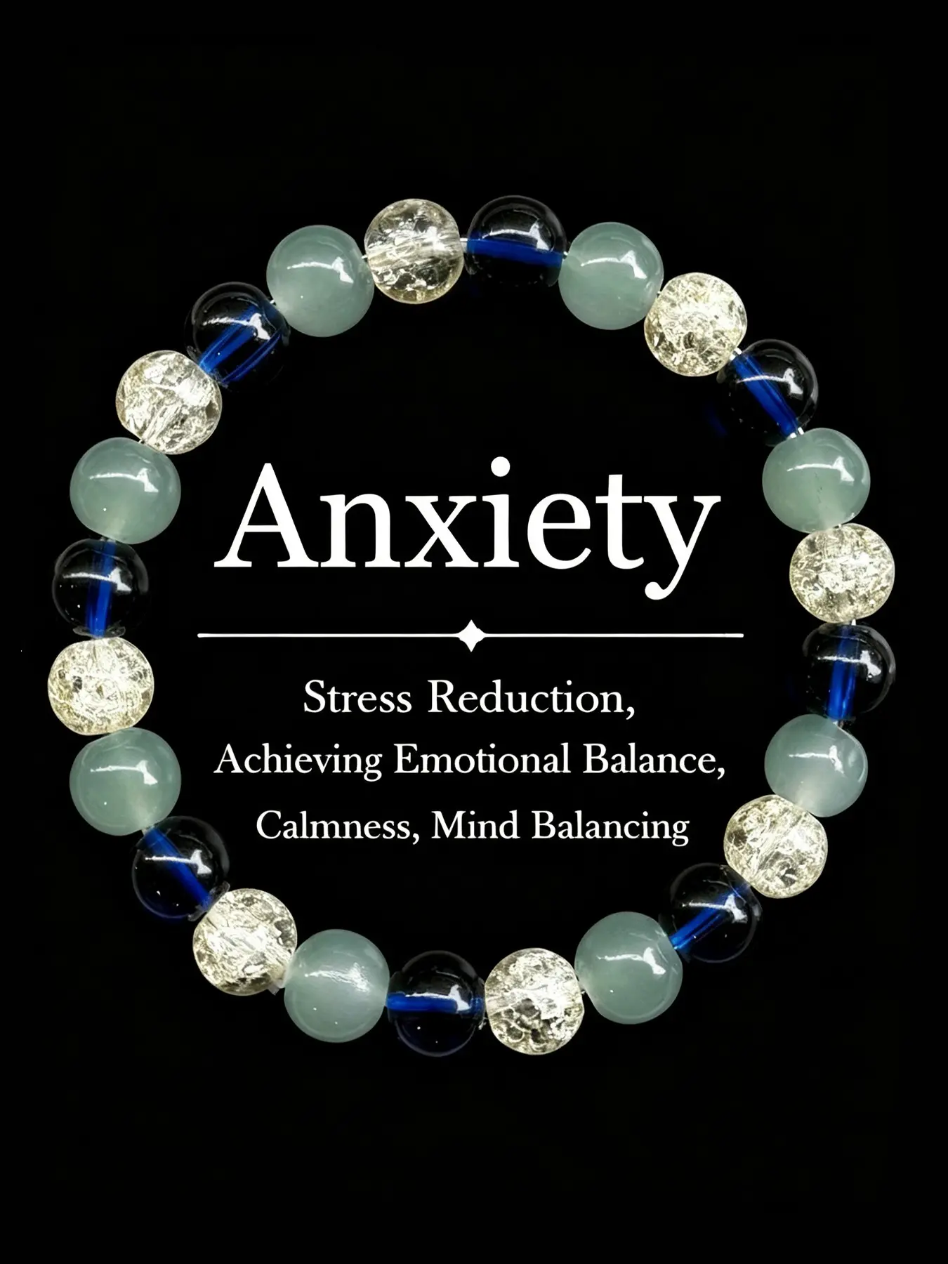Unisex Anxiety Relief Crystal Bracelet, Stress-Reducing Emotional Balance Band, Daily Wear Healing Crystal Jewelry, Perfect Mental Gift