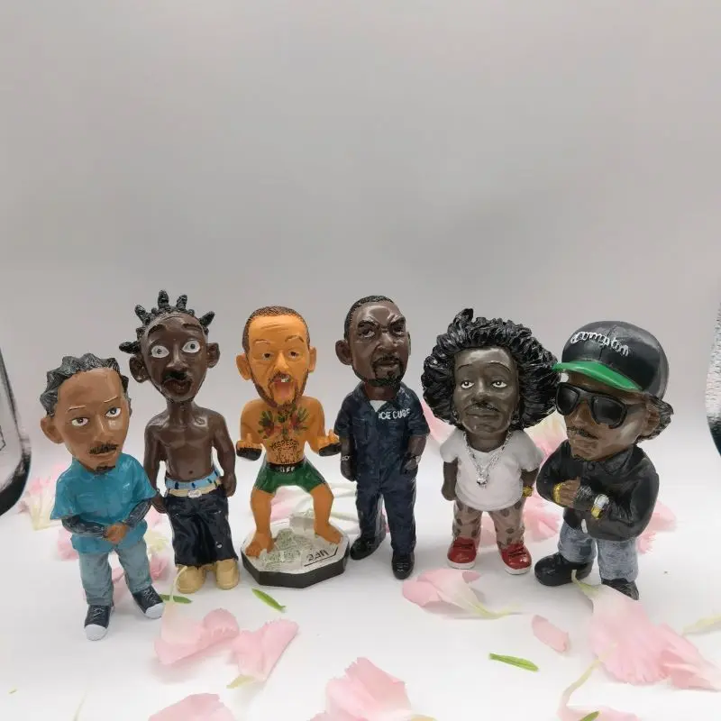 6-Pack Modern Resin Decorative Ornaments, Hip-Hop Legend Tattoo Artist Souvenirs, Creative Home Office Décor, Living Room Artifacts