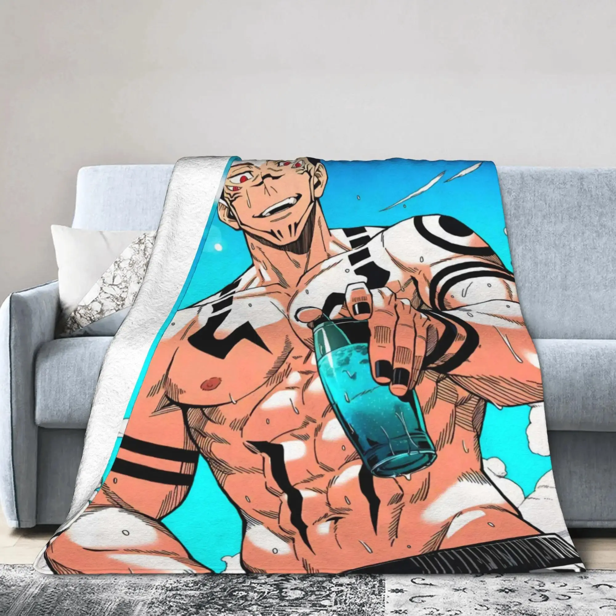 Jujutsu Kaisen Ryomen Sukuna Flannel Fleece Blanket - Wrinkle-Resistant, Soft All-Seasons Throw (40x30in/50x40in) for Watch Party, Couch/Bed Use, Home/Outdoor DIY Look Decor, Friends And Family