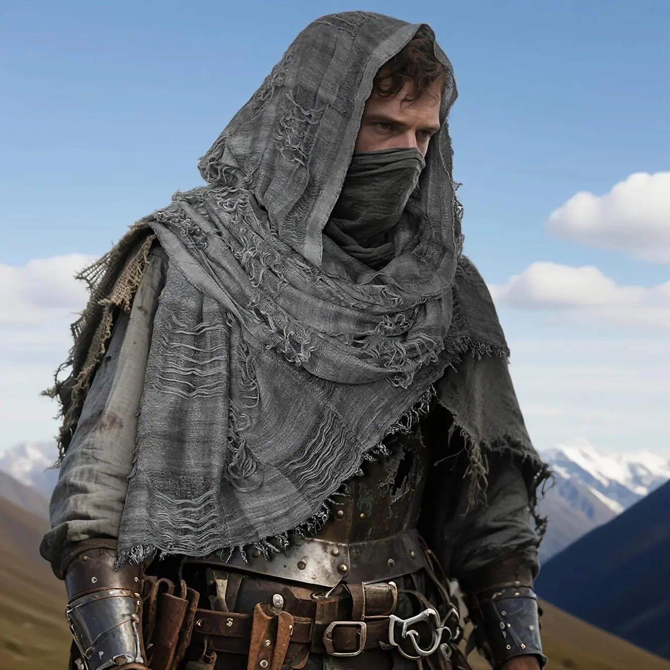 Medieval Hooded Cloak Greek Gods Shoulder Cape Post Apocalyptic Wrap Scarf Rogue Cowl Viking Renaissance