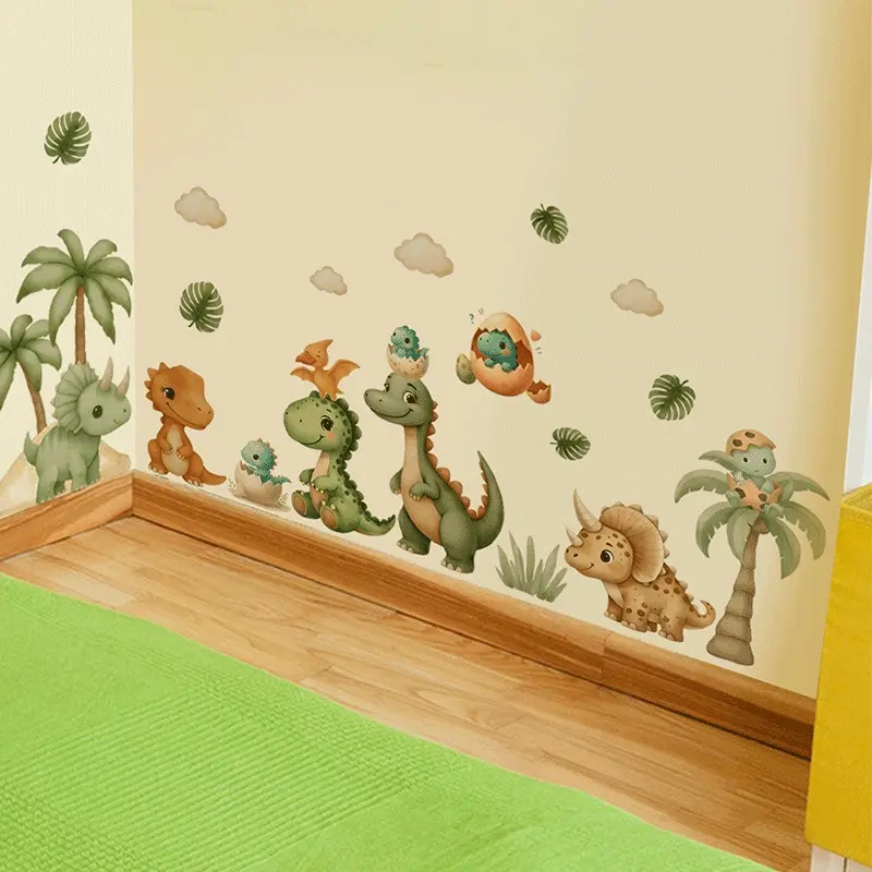 Dinosaur Theme Wall Sticker, Wall Decals, Removable PVC Self-Adhesive Wallpaper, Home Decor for Hotel, Office, Bedroom, Living Room, Kitchen, Study