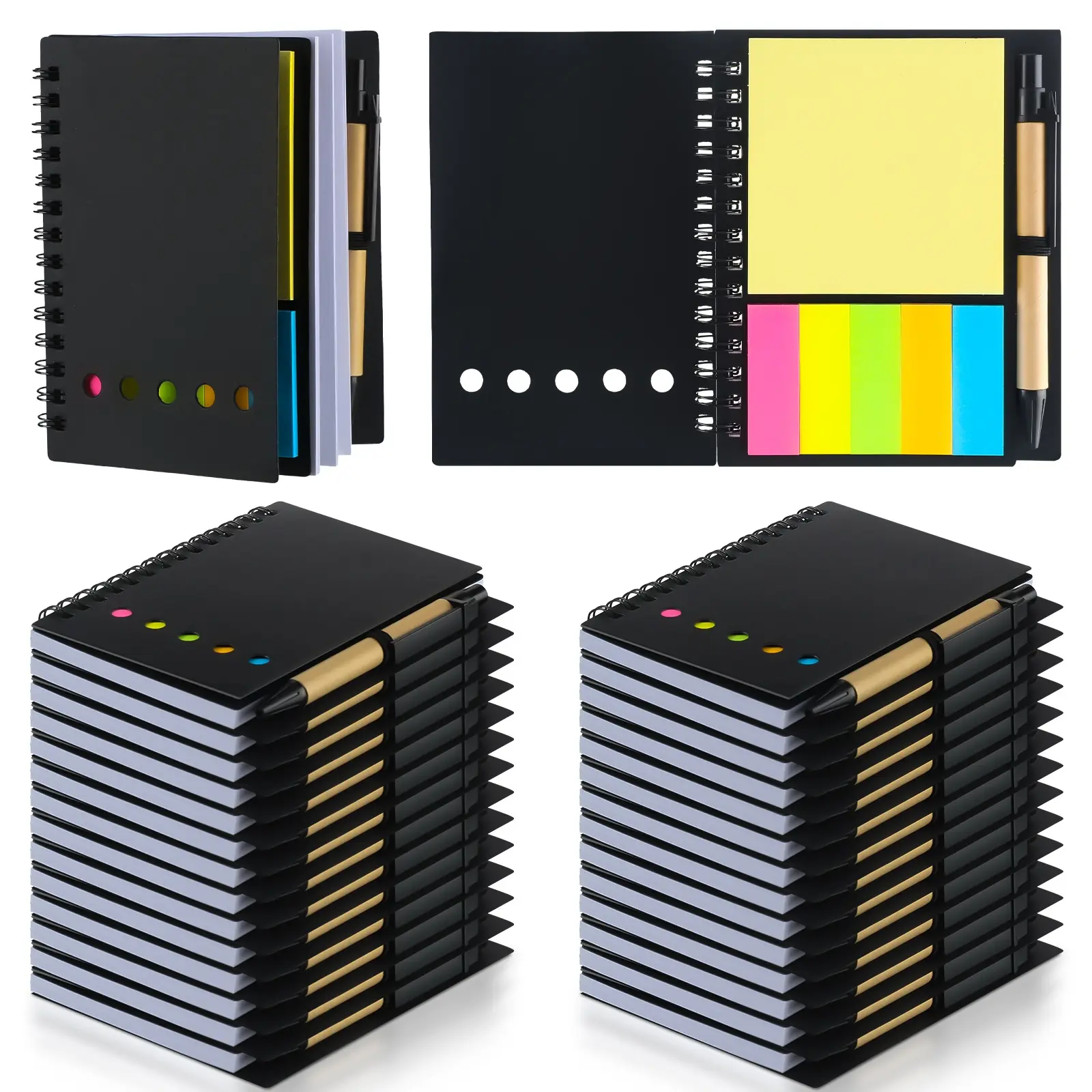 20Pack Lined Spiral Notebook and Pen Set | Steno Pads, Black Pocket Notebook for Business, Office, School Supplies, Paper Material, Lined Ruling, Brand TENARE