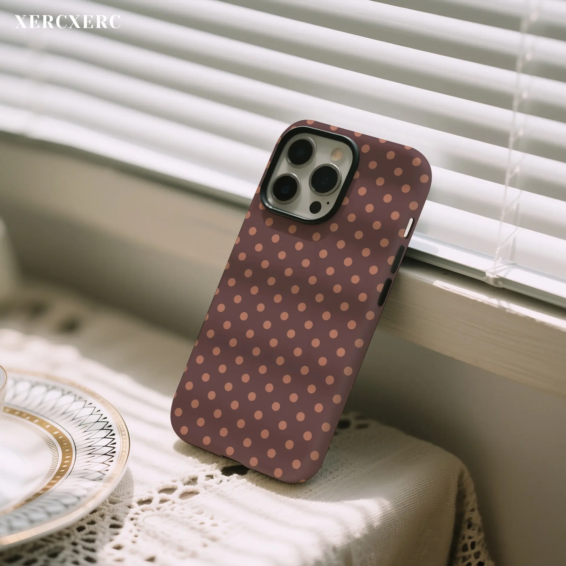 Brown Polka Dot Pattern Dual-layer PC TPU Protective Magnetic phone case Shockproof Scratch-resistant Funda Para Phone Cover for iPhone 11 12 13 14 15 16 16e 17 Pro ProMax Air,Galaxy S23 S24 S25 A56 A55 A17 A16 Matching Magnetic phone cases Gift