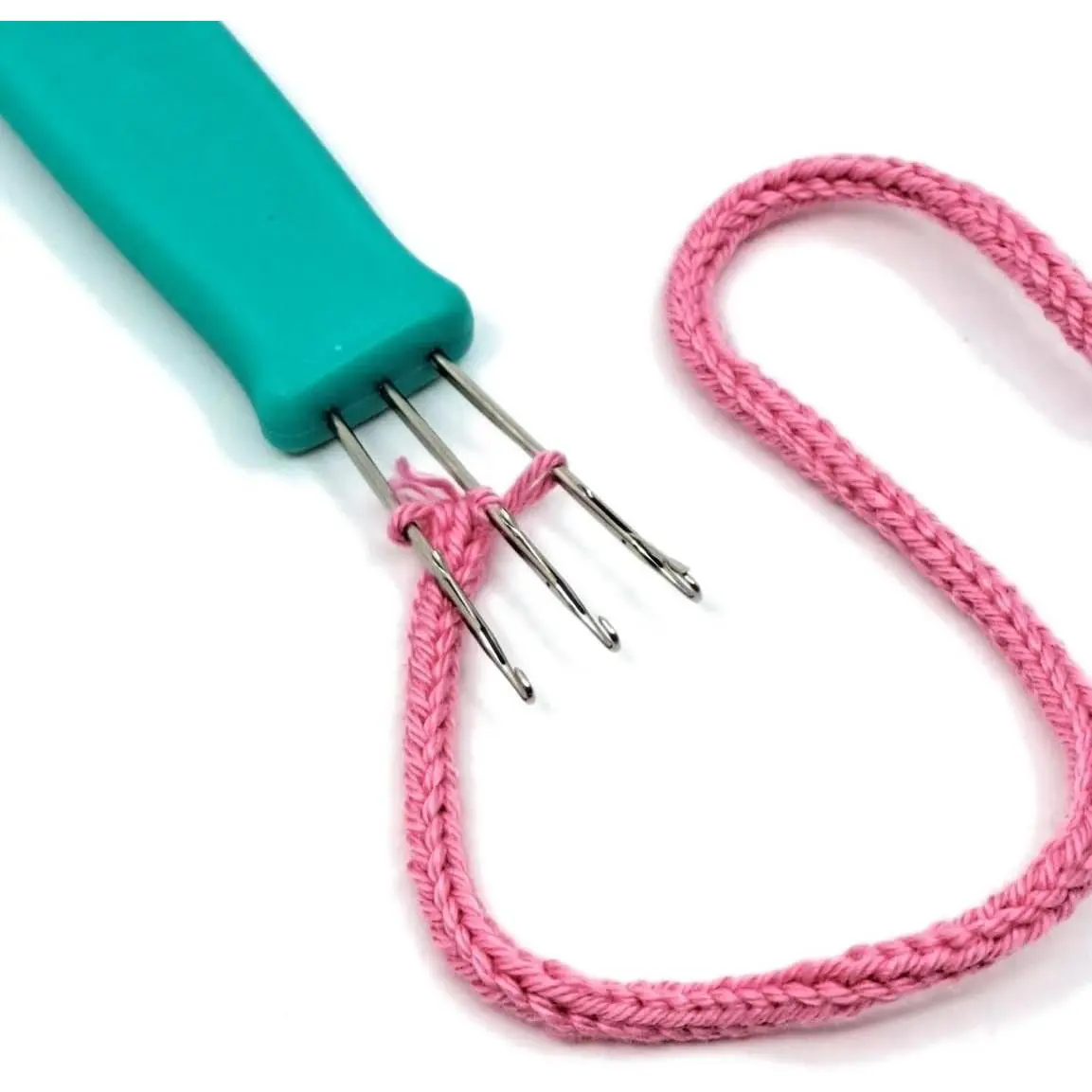 I-Cord Hand Tool for Knitting, Crochet, Bind Offs and DIY Crafts - Cord Maker, Compact Durable Craft Tool with Video Instructions (Cyan Blue)