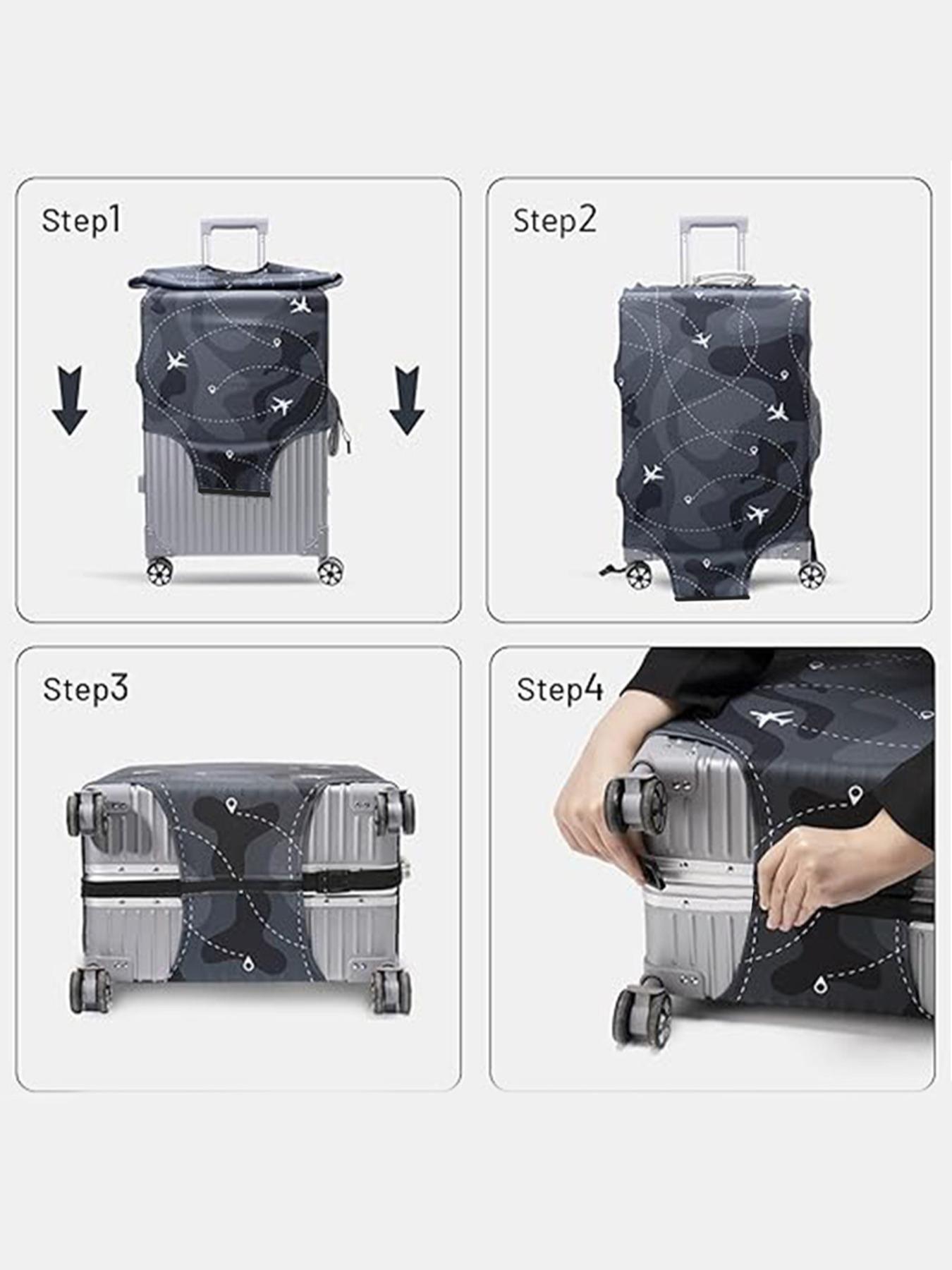 Floral & Letter Pattern Luggage Cover, Stretch Luggage Protector, Baggage Dust Case Cover, Travel Organizer for 18-32 Inch Suitcase