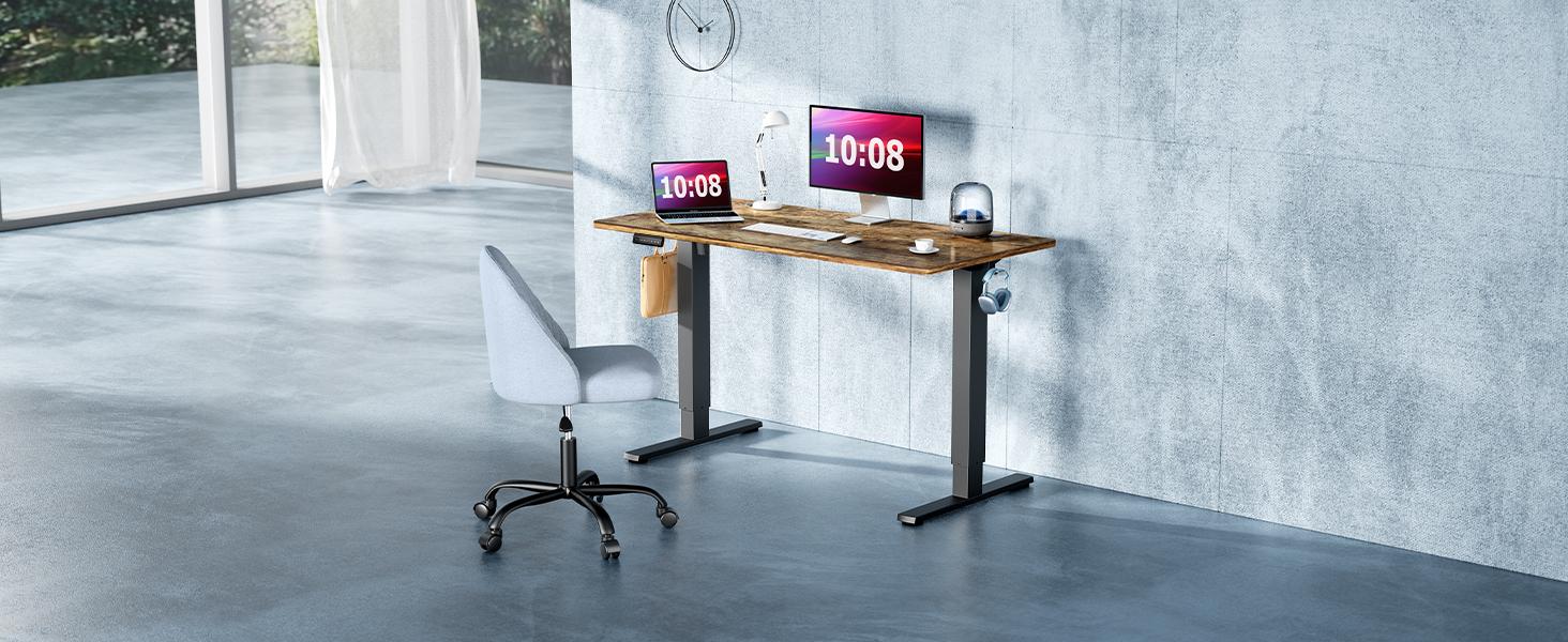 Standing Desk Height Adjustable, Sit to Stand Up Computer Workstations Work PC Table Home Office Study Writing Gaming Desks with Memory Presets for Walking Pad, Bedroom