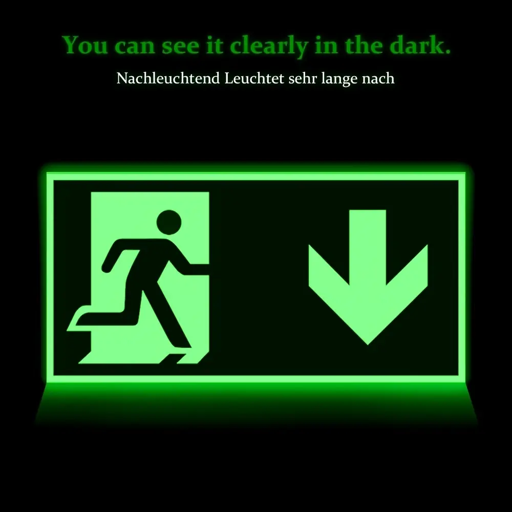 7 pcs of 11.81x5.91 inch safety exit High Visibility glow-in-the-dark emergency exit signs, - suitable for various occasions such as schools, office buildings, residential fire prevention indicator signs, PVC material fireproof signs | luminous exit signs