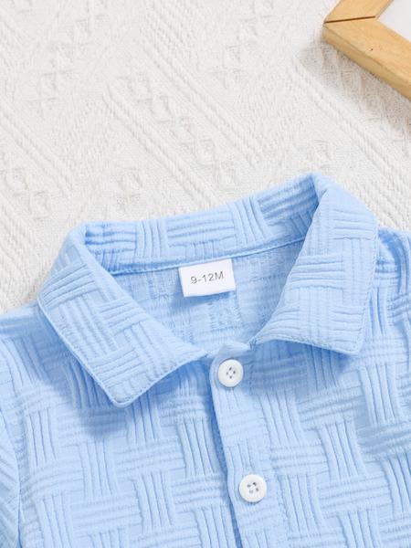 Baby's Waffle Knit Short Sleeve Button Closure Onesie, Casual Comfy for Infant, Infant Toddler Clothes, Newborn Baby Clothes for Summer