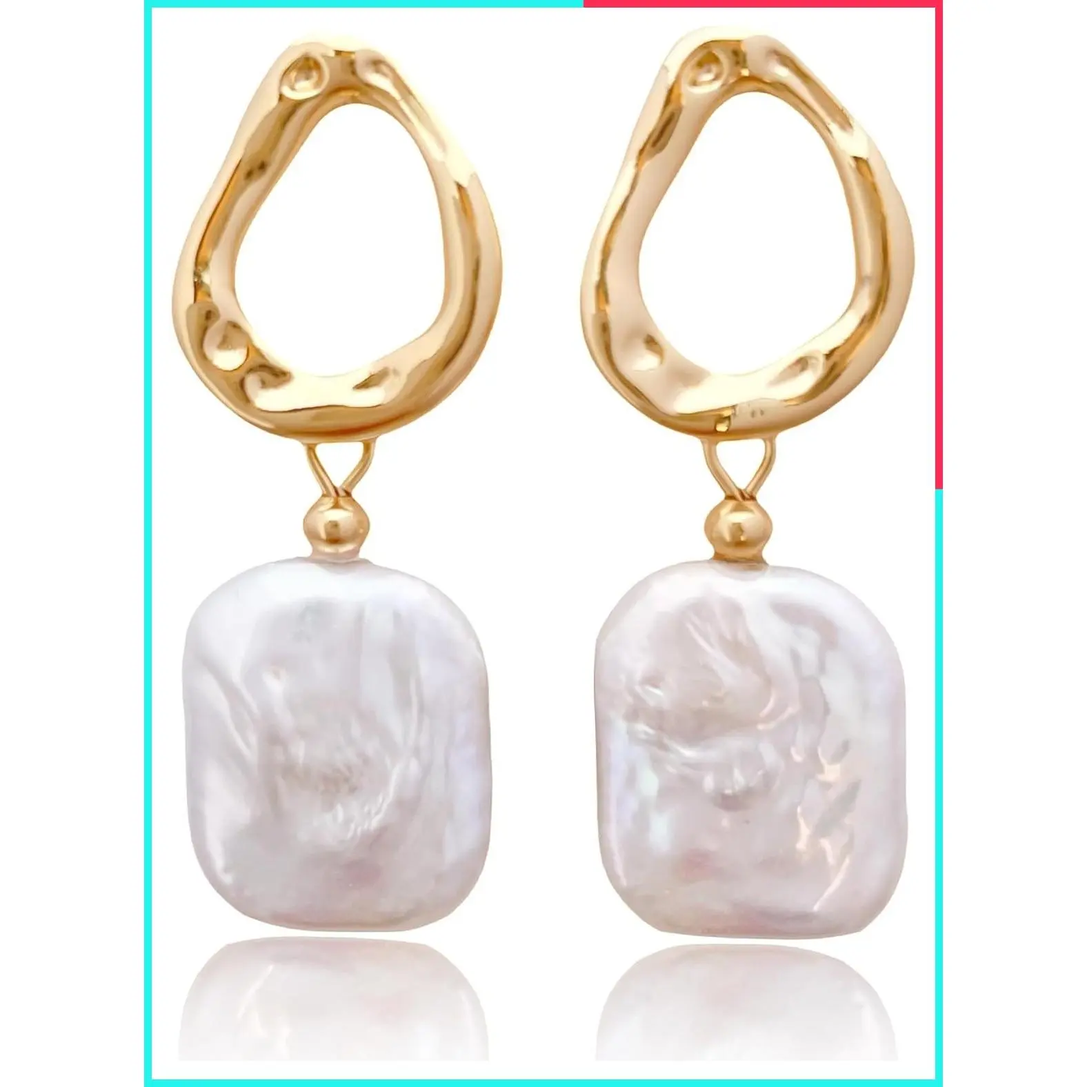 Baroque Pearl Earrings for Women - 14K Gold Plated Lightweight Cultured Freshwater Drop Dangles for Beach Weddings, Birthday Gifts, Daily Elegance & Sensitive Ears