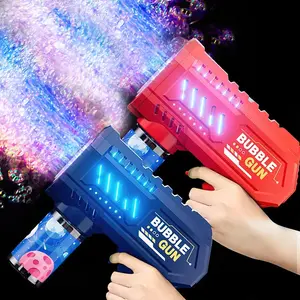 Children machine glowing toy fully automatic bubble gun produces a large amount bubbles, no battery and bubble water